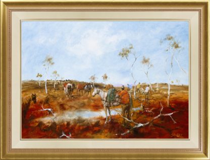 Hugh Sawrey, Arthur Churches Breaking Camp, 28x40in giclée print on canvas